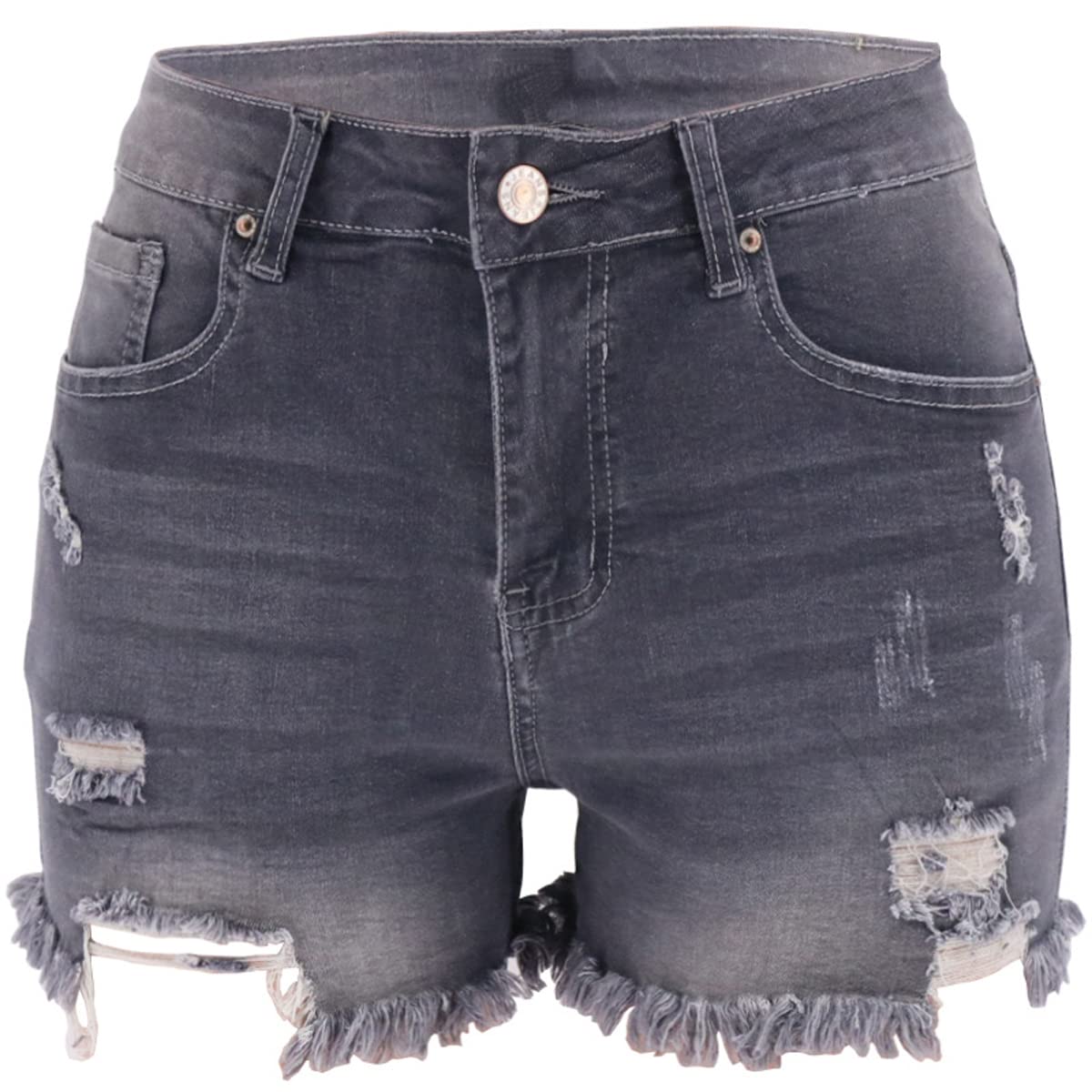 vanberfia Women's Stretchy Denim Mid Rise Jean Shorts with Pockets…
