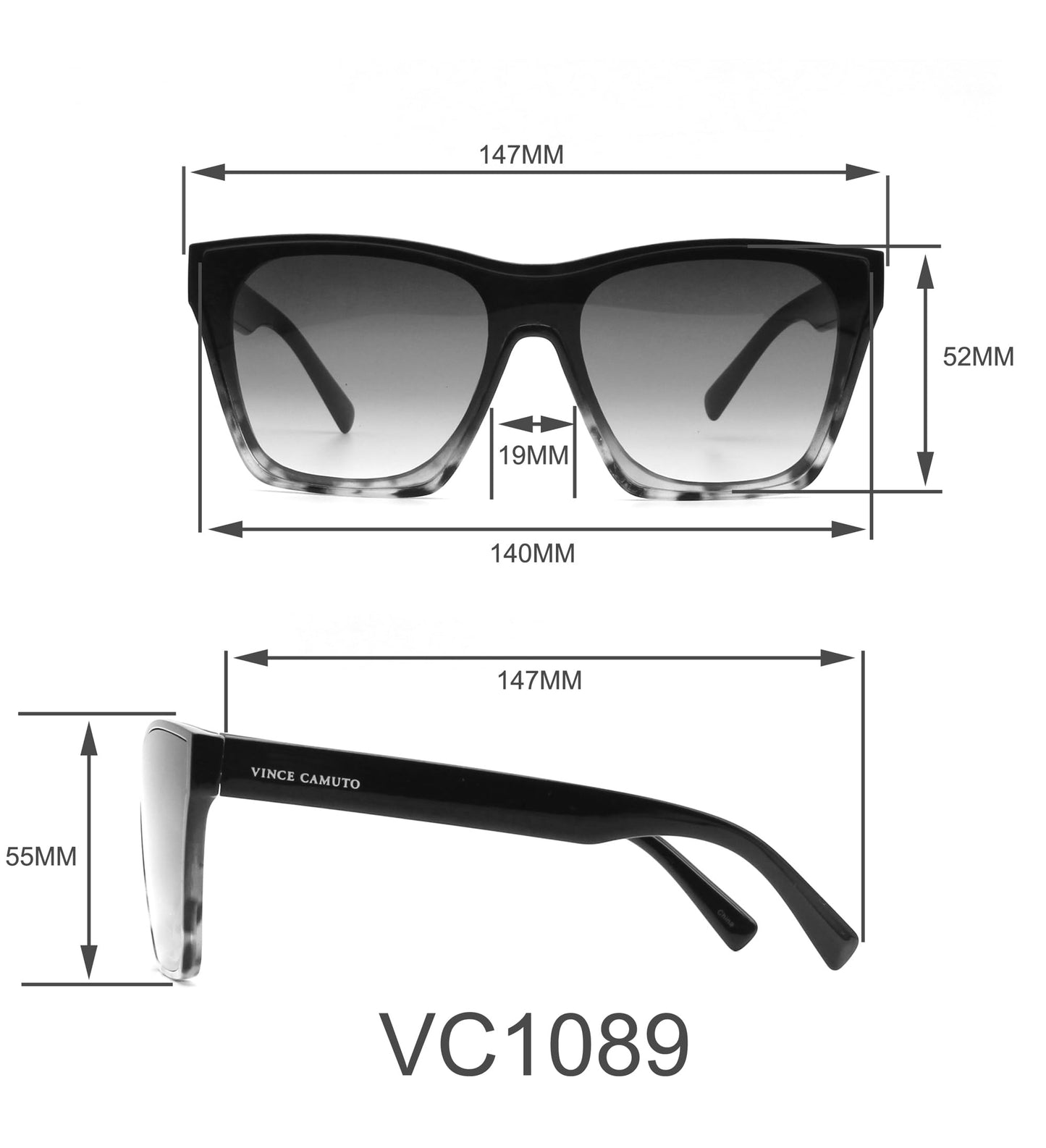Vince Camuto womens Vc1089 Shield 100% Uv Protective Square Sunglasses. Luxe Gifts for Her, 140 Mm Square Sunglasses