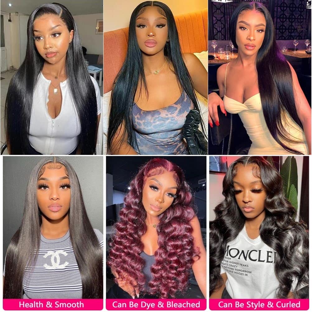 WOWQUEEN 10A Brazilian Straight Human Hair Bundles 18 20 22 Inch 100% Unprocessed Virgin Straight Weave 3 Bundles Deals Human Hair