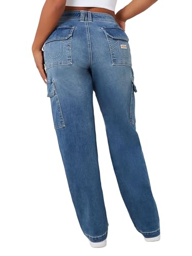 True Religion Women's SN Cargo Denim Pant: Elevated Style with Functional Utility