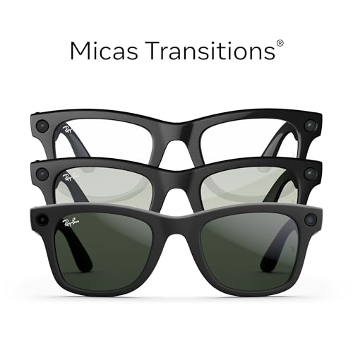 Ray-Ban Meta (Gen 1), Wayfarer, Shiny Black | Smart AI Glasses for Men, Women — 12 MP Ultra-Wide Camera, Open-Ear Speakers for Audio, Video Recording and Bluetooth — Green Lenses — Wearable Technology