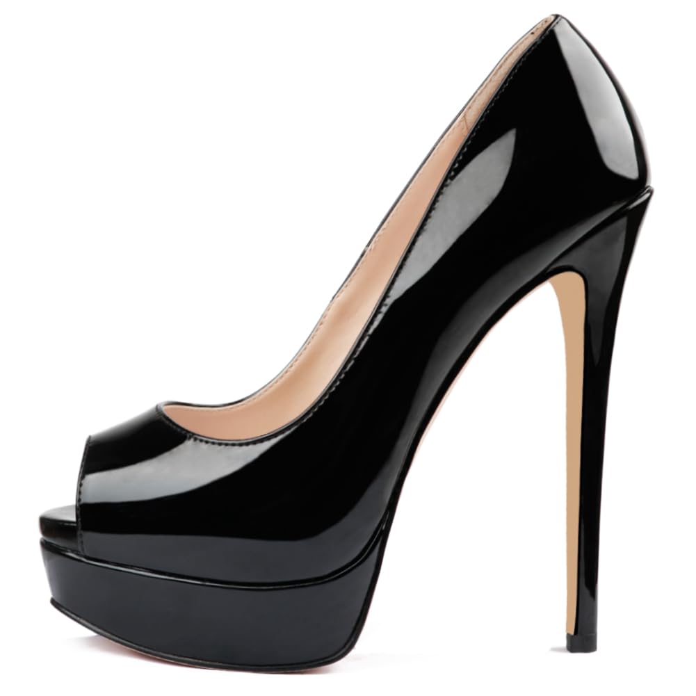 MERUMOTE Women's Platform Stiletto Heels Shoes Peep Toe Pumps 6 inch Heels for Dress Wedding Party