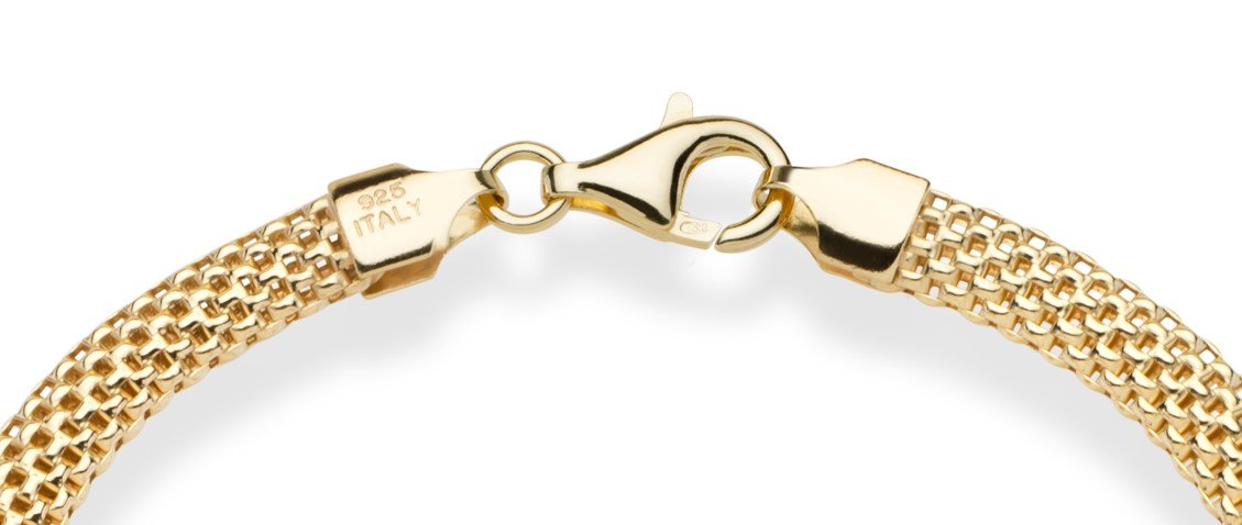 Miabella 18K Gold Plated 925 Sterling Silver Italian 5mm Mesh Link Chain Bracelet for Women, Made in Italy