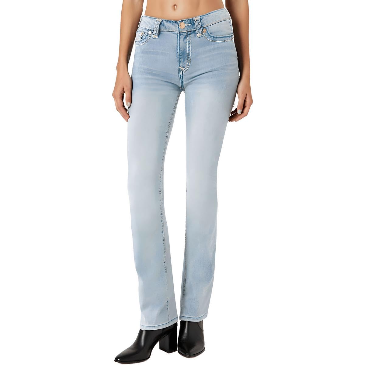True Religion Womens Billie Mid Rise Straight Leg Jeans, Jeans for Women, Womens Fashion