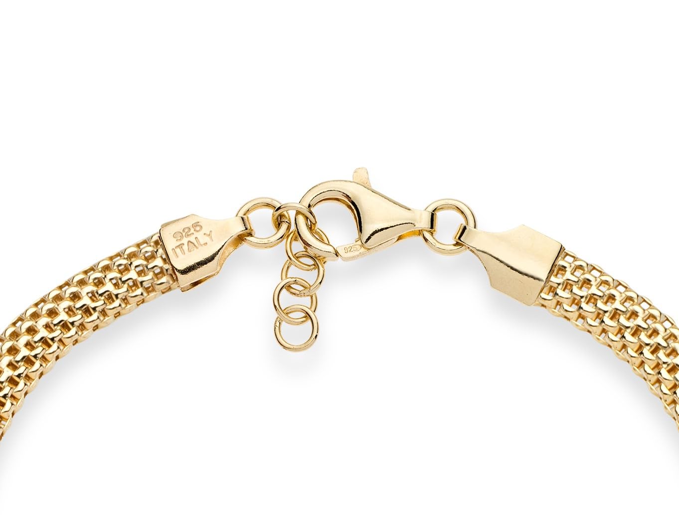 Miabella 18K Gold Plated 925 Sterling Silver Italian 5mm Mesh Link Chain Bracelet for Women, Made in Italy
