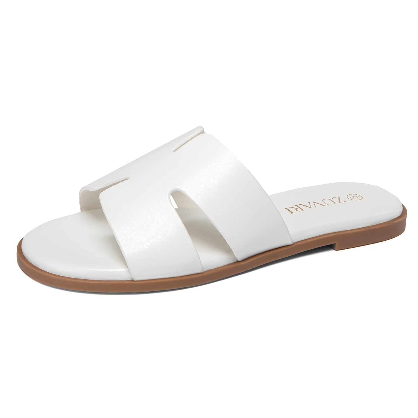Women's Flat Sandals Open Toe Leather Slippers for Summer Slip On Beach Mules Dressy Comfortable Slide Sandals