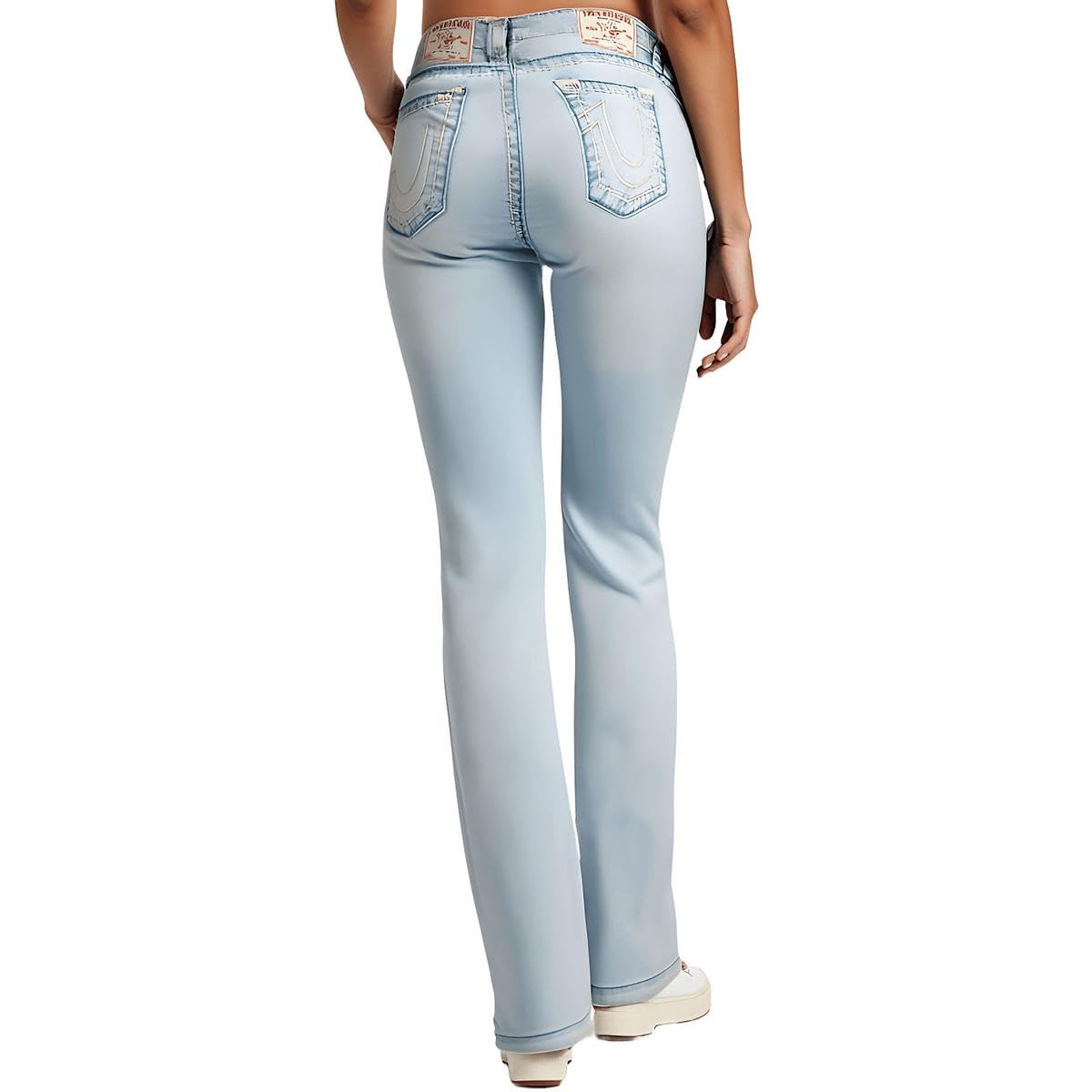 True Religion Womens Billie Mid Rise Straight Leg Jeans, Jeans for Women, Womens Fashion