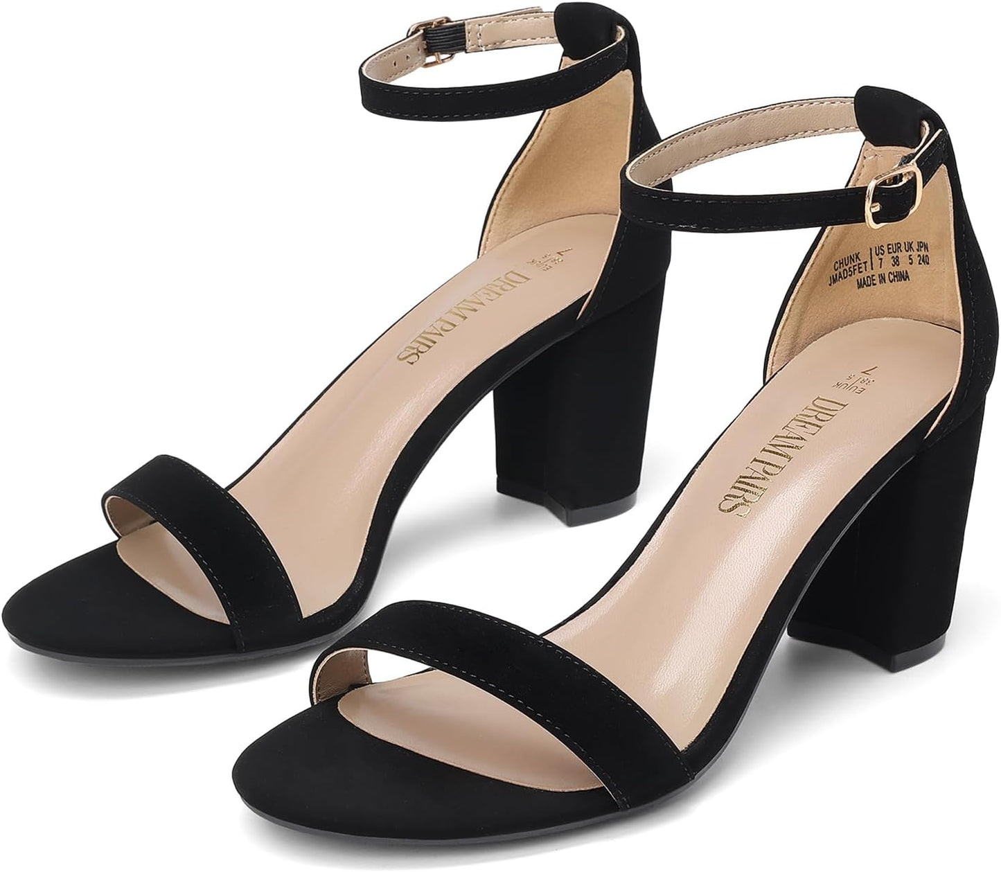 DREAM PAIRS Women's Chunk Low Heel Pump Sandals