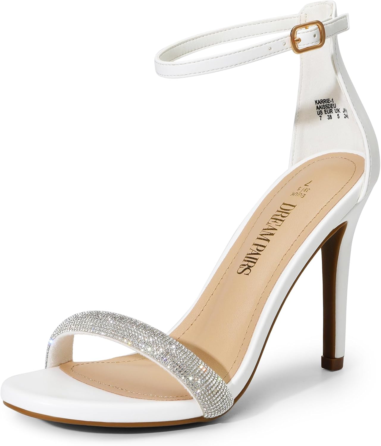 DREAM PAIRS Women's High Heels Flower Ankle Strap Stilettos Round Open Toe Dressy Sexy Sandals