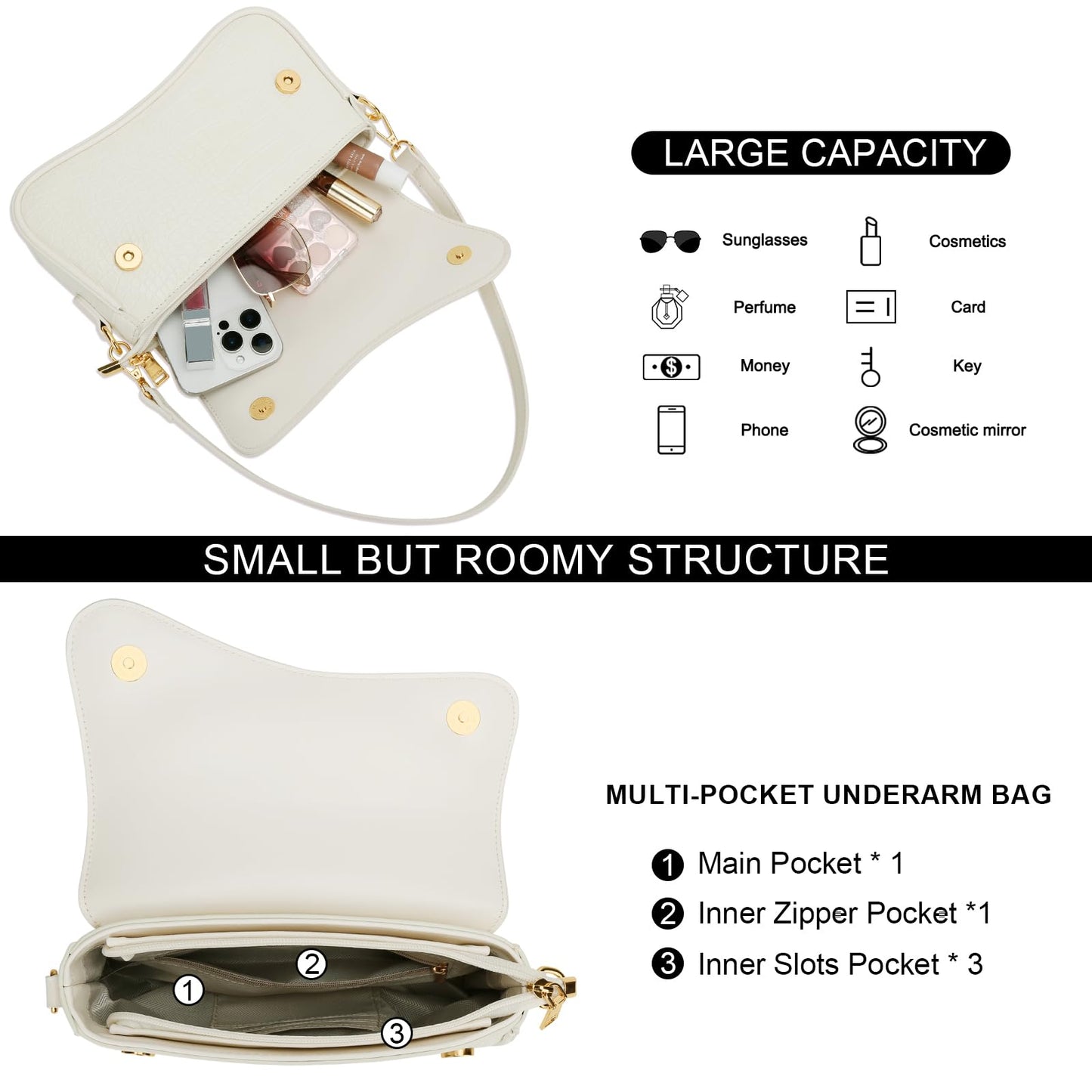 KKXIU Shoulder Bag for Women Small Clutch Purses Cute Hobo Handbag Trendy Underarm Bag