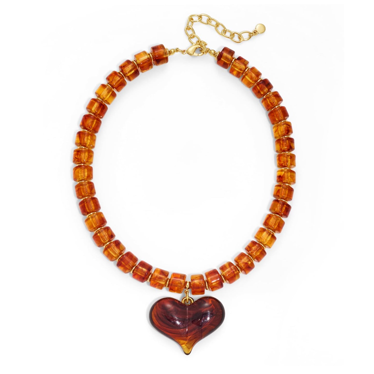 WOWORAMA Chunky Heart Necklaces for Women Colorful Resin Beaded Choker Necklace Gold Puffy Heart Statement Necklace Trendy Acrylic Choker Jewelry