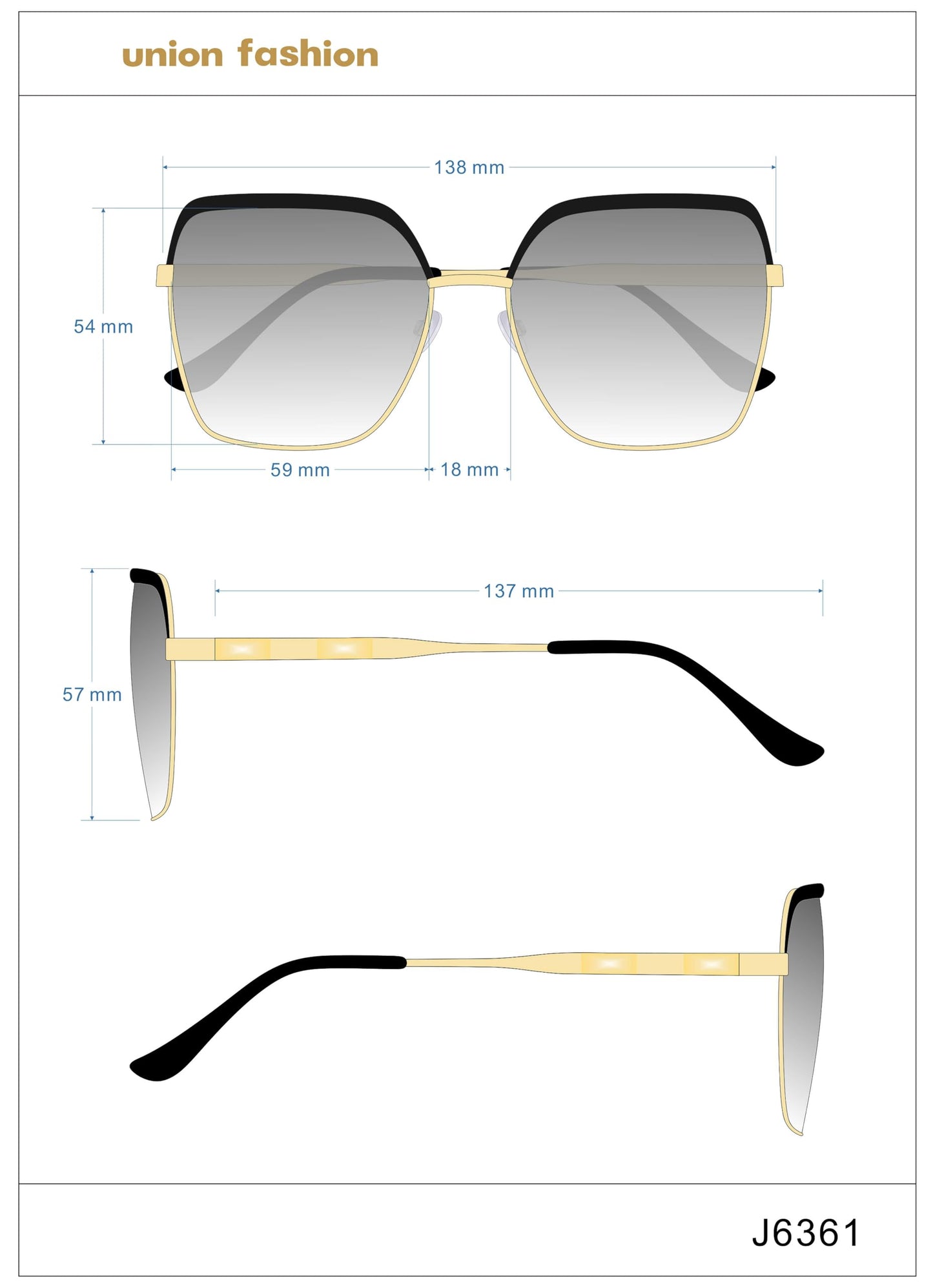 Jessica Simpson Womens J5686 Oversized Square Sunglasses With Uv400 Protection.
