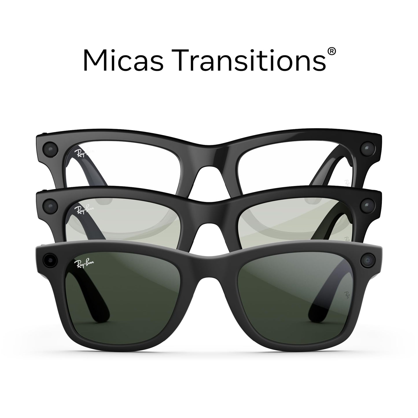 Ray-Ban Meta (Gen 1), Wayfarer, Shiny Black | Smart AI Glasses for Men, Women — 12 MP Ultra-Wide Camera, Open-Ear Speakers for Audio, Video Recording and Bluetooth — Green Lenses — Wearable Technology