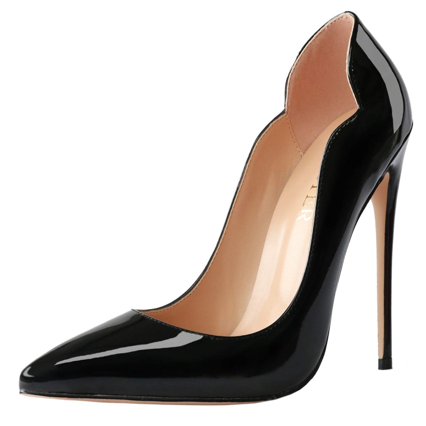 COLETER Women's Sexy Pointed Toe High Heels,4.72 inch/12cm Patent Leather Pumps,Wedding Dress Shoes,Cute Evening Stilettos