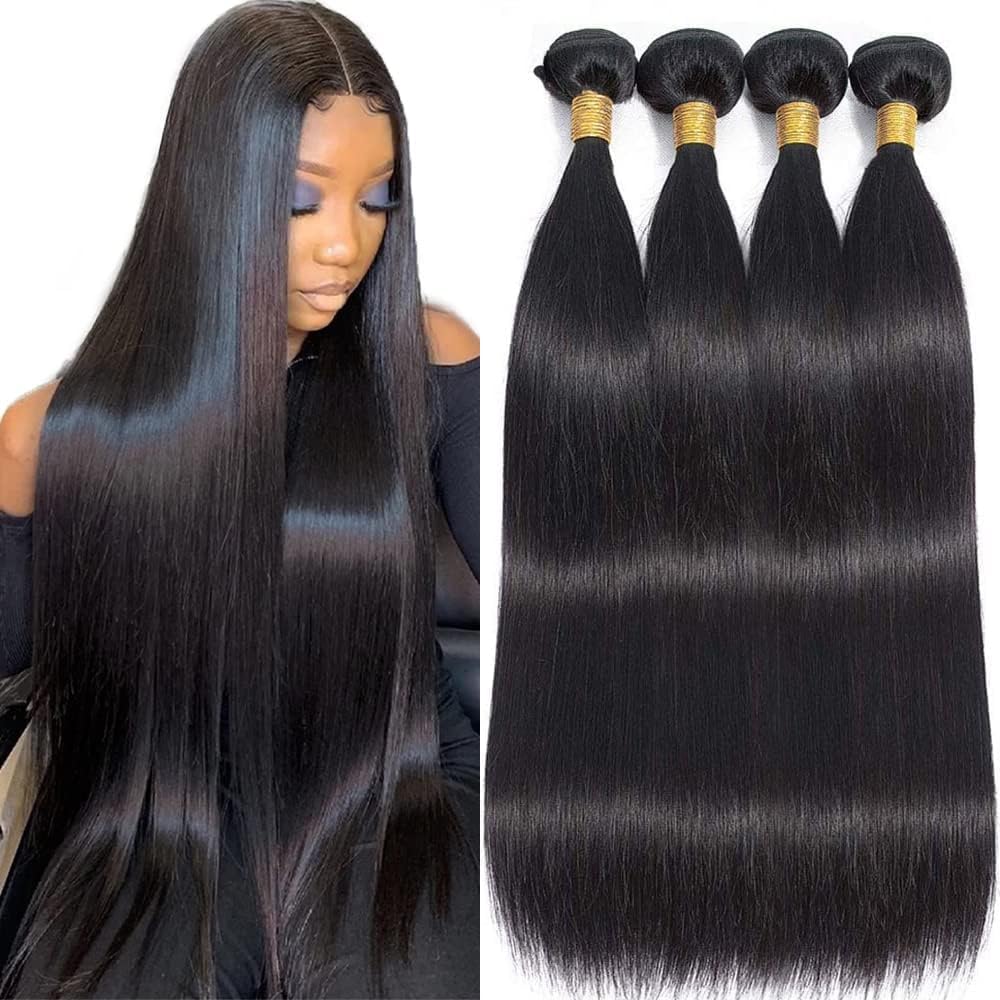 WOWQUEEN 10A Brazilian Straight Human Hair Bundles 18 20 22 Inch 100% Unprocessed Virgin Straight Weave 3 Bundles Deals Human Hair
