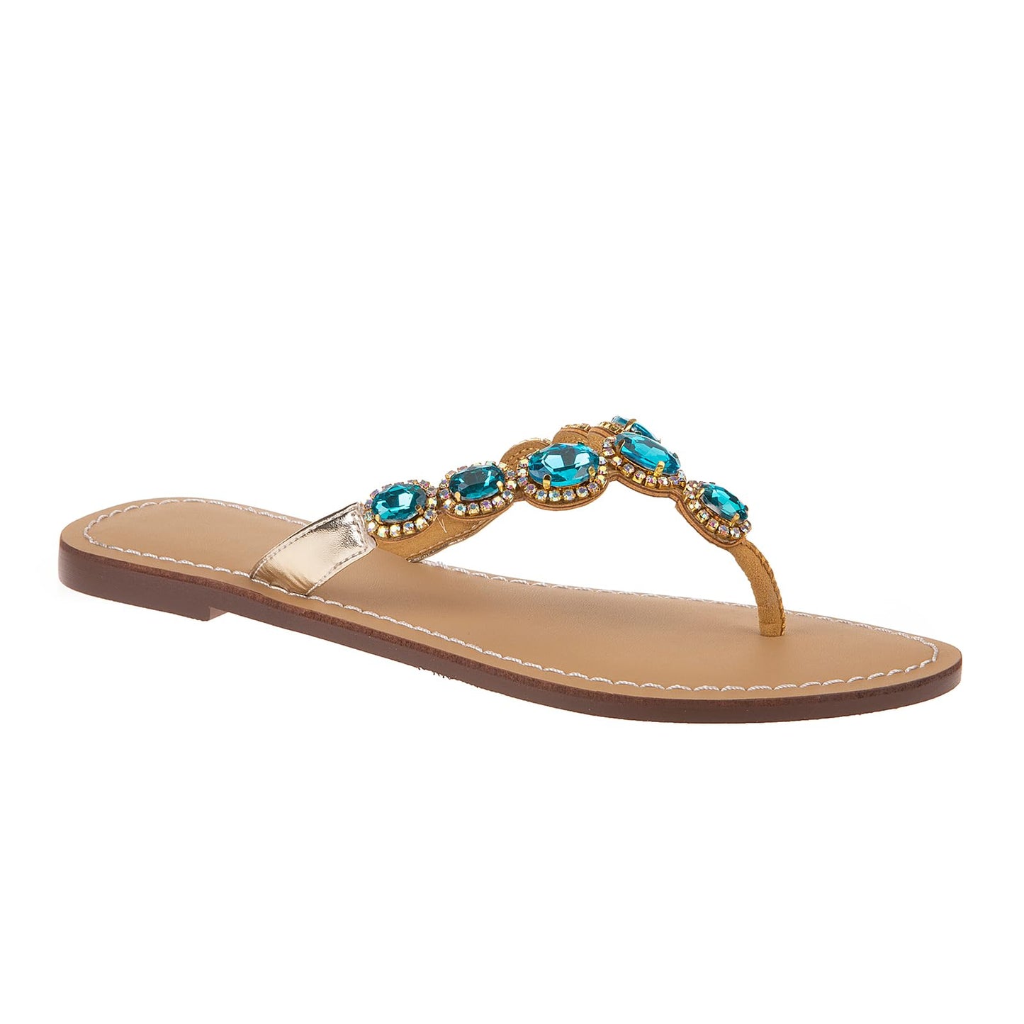 UTIKLIOU Women's Rhinestone Flat Sandals T-Strap Thong Sandals Summer Flat Sandals Flip Flop Sandals for Women