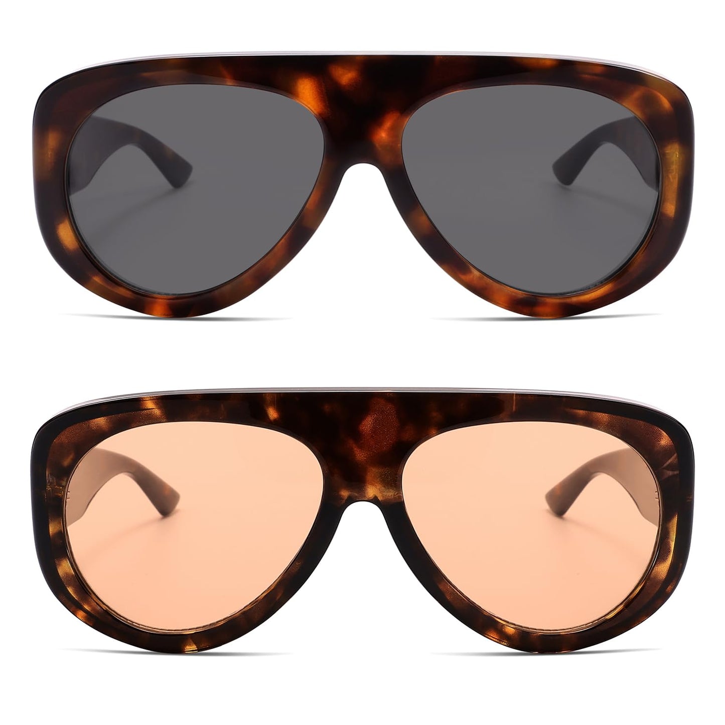 Trendy Aviator Sunglasses Womens Mens Retro 90s Rectangle Wrap Shades Oversized Style AR82372