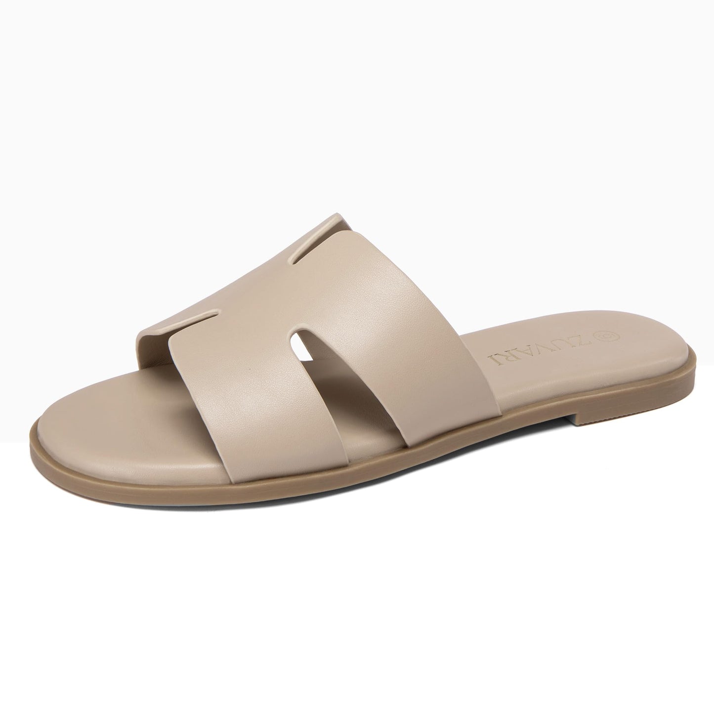 Women's Flat Sandals Open Toe Leather Slippers for Summer Slip On Beach Mules Dressy Comfortable Slide Sandals