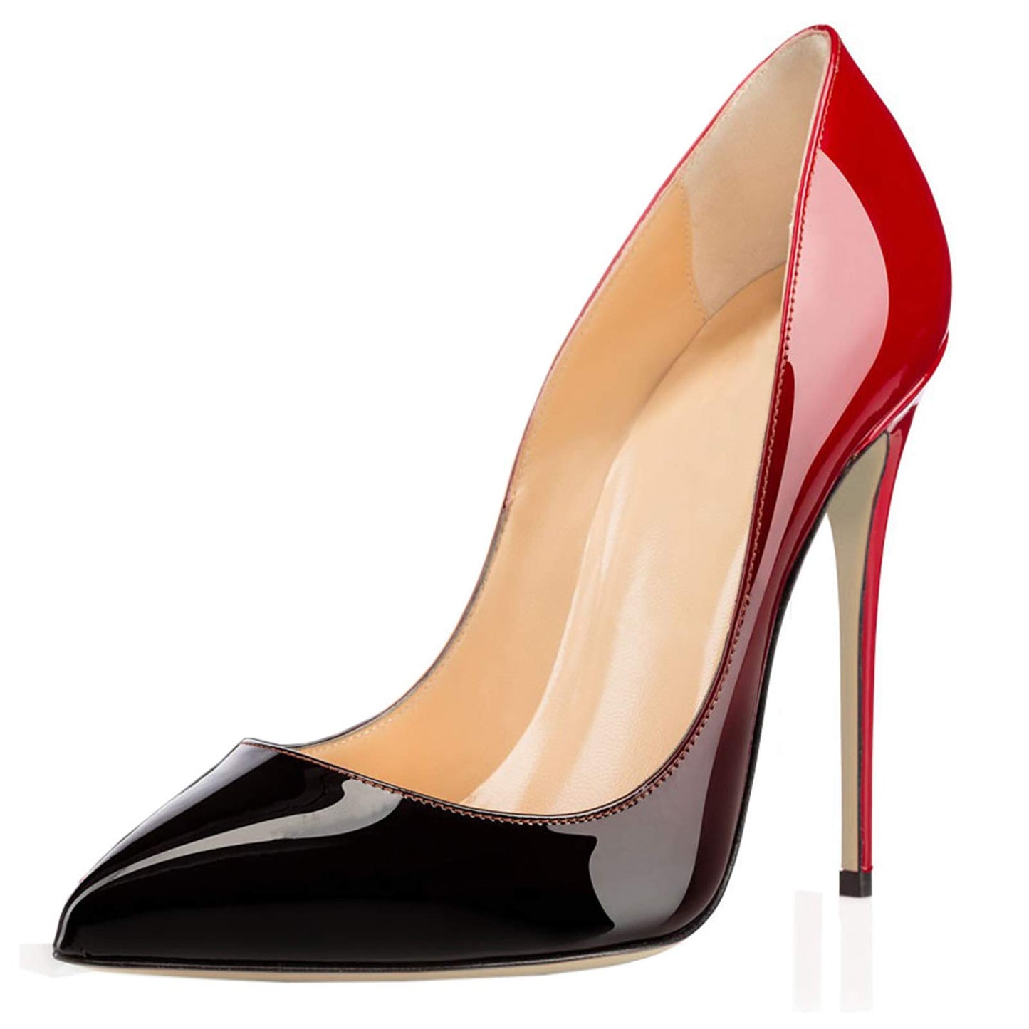 COLETER Women's Sexy Pointed Toe High Heels,4.72 inch/12cm Patent Leather Pumps,Wedding Dress Shoes,Cute Evening Stilettos