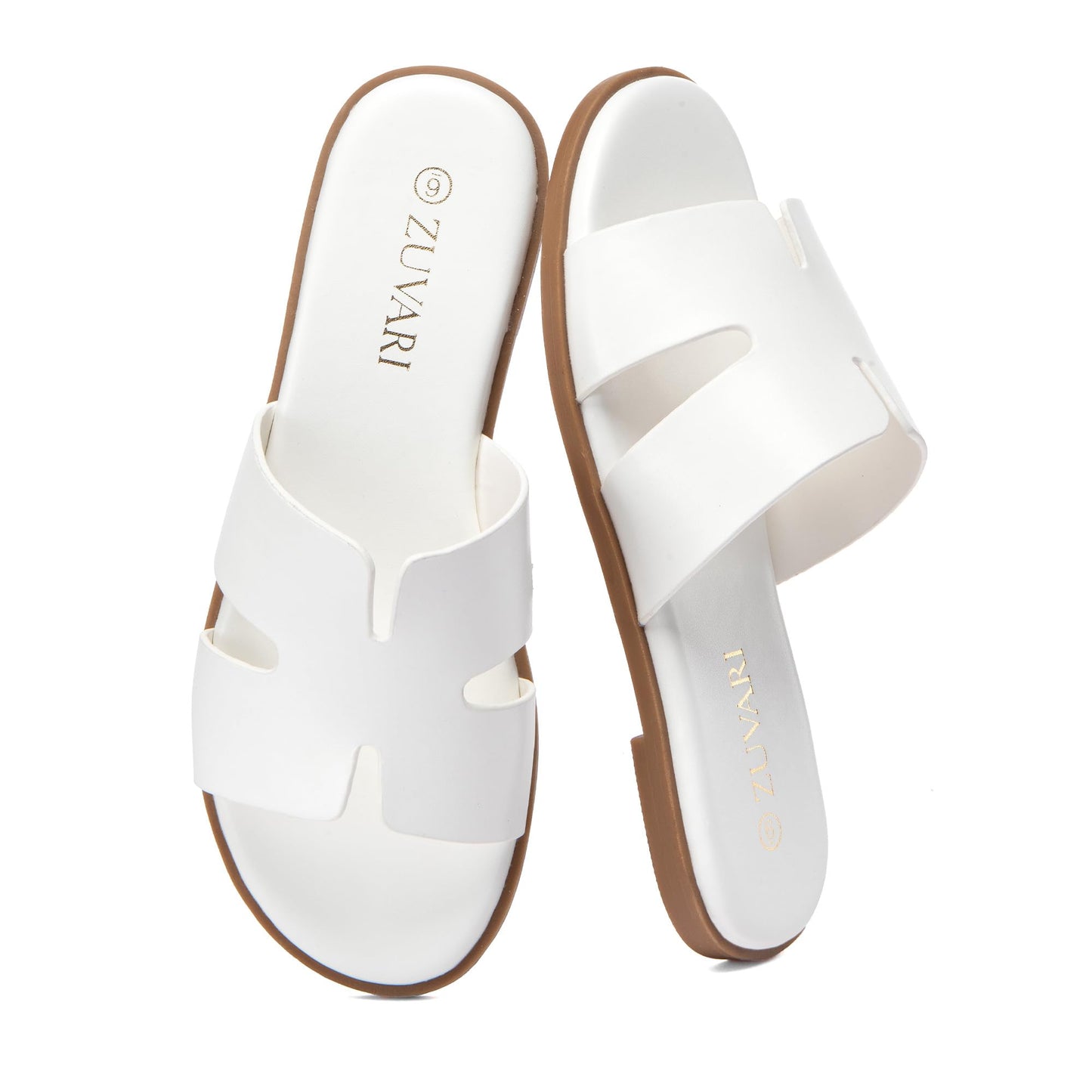 Women's Flat Sandals Open Toe Leather Slippers for Summer Slip On Beach Mules Dressy Comfortable Slide Sandals