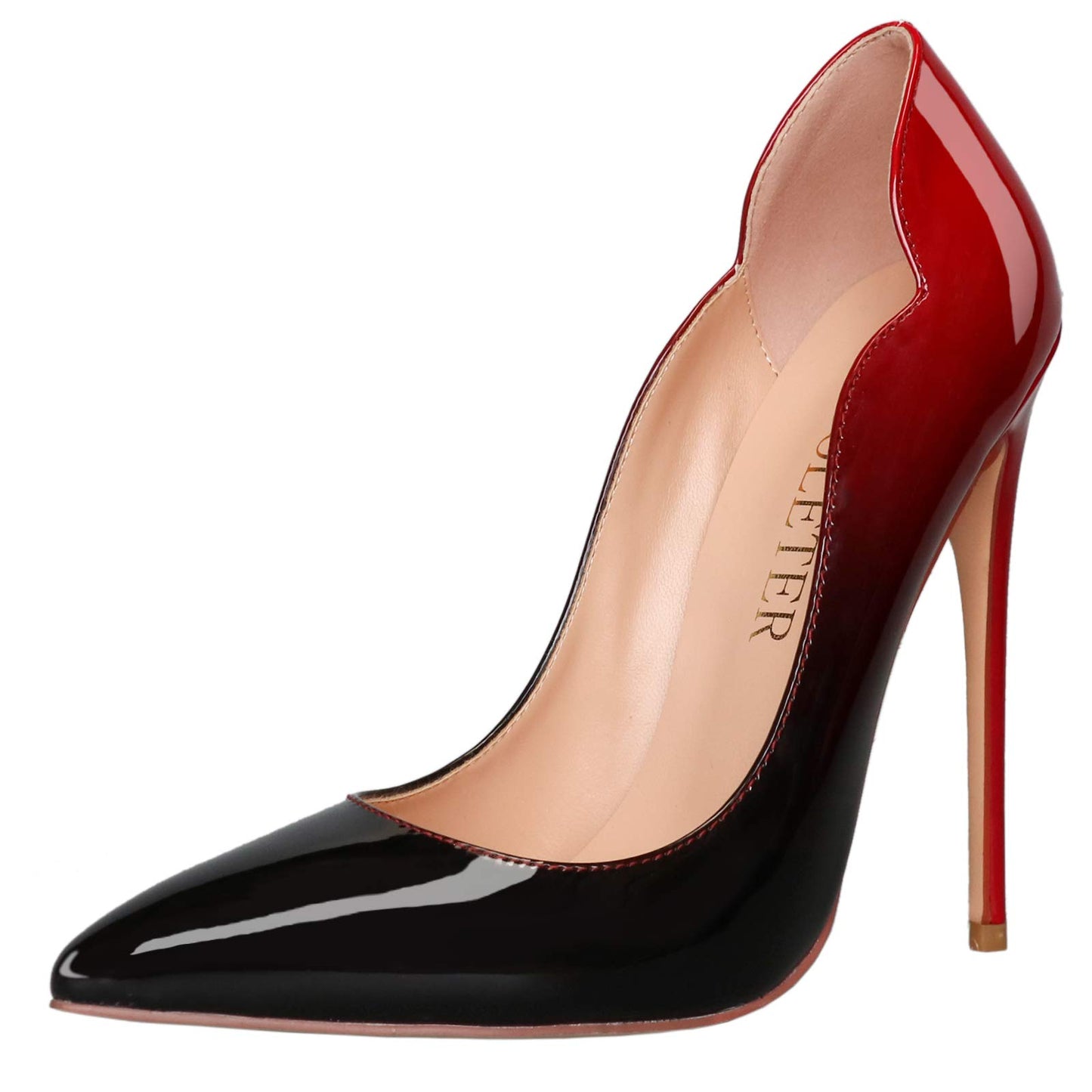 COLETER Women's Sexy Pointed Toe High Heels,4.72 inch/12cm Patent Leather Pumps,Wedding Dress Shoes,Cute Evening Stilettos