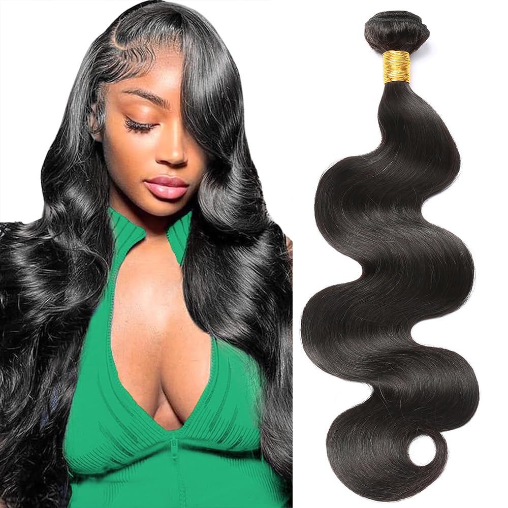 CSCHS 12A Human Hair Bundles 22 24 26 Inch Body Wave Bundles Human Hair 100% Unprocessed Brazilian Virgin Hair Quick Weave Extensions Natural Black