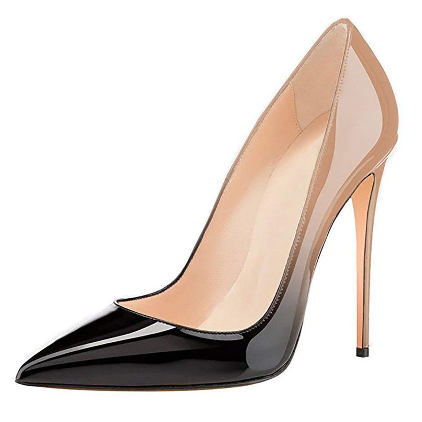 COLETER Women's Sexy Pointed Toe High Heels,4.72 inch/12cm Patent Leather Pumps,Wedding Dress Shoes,Cute Evening Stilettos