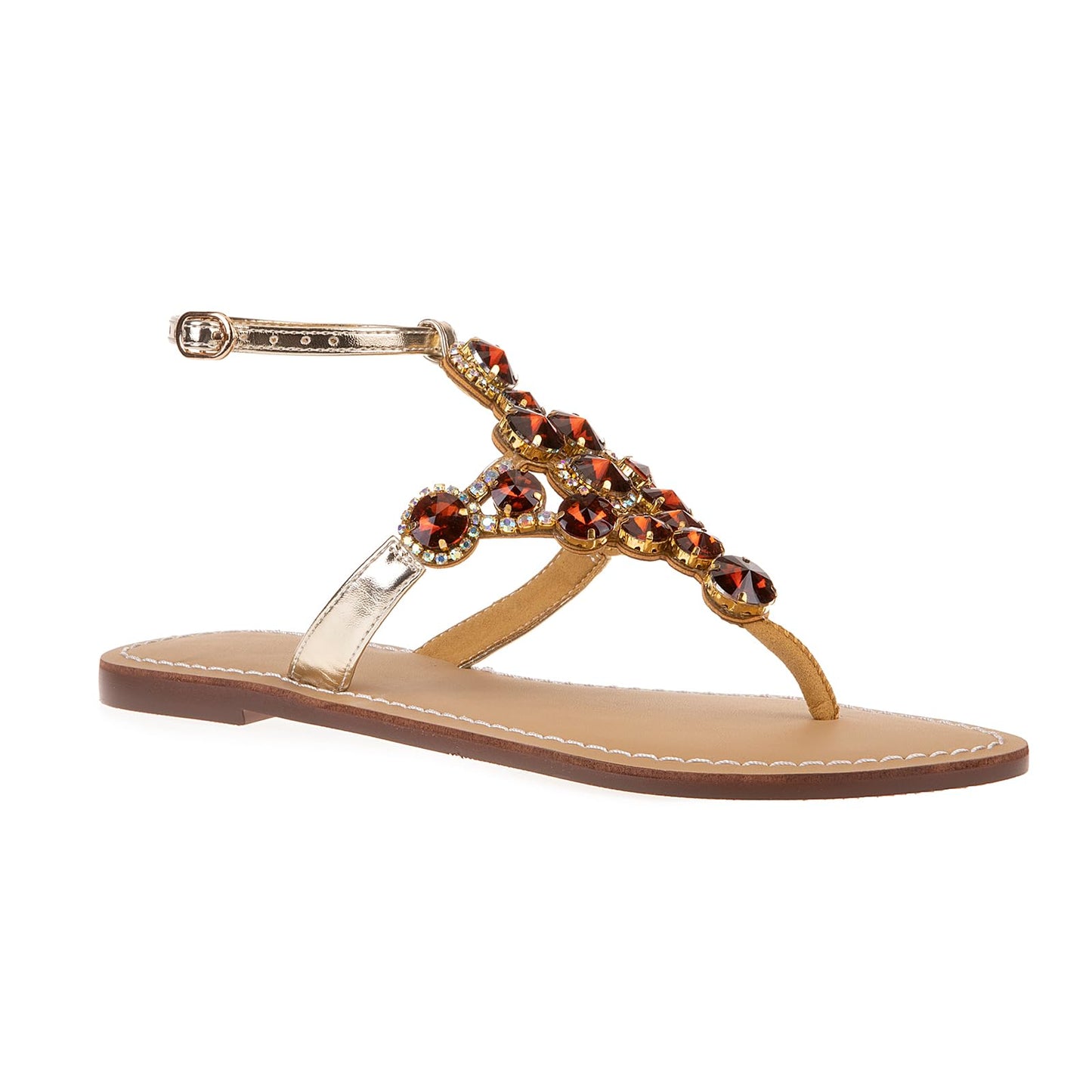UTIKLIOU Women's Rhinestone Flat Sandals T-Strap Thong Sandals Summer Flat Sandals Flip Flop Sandals for Women