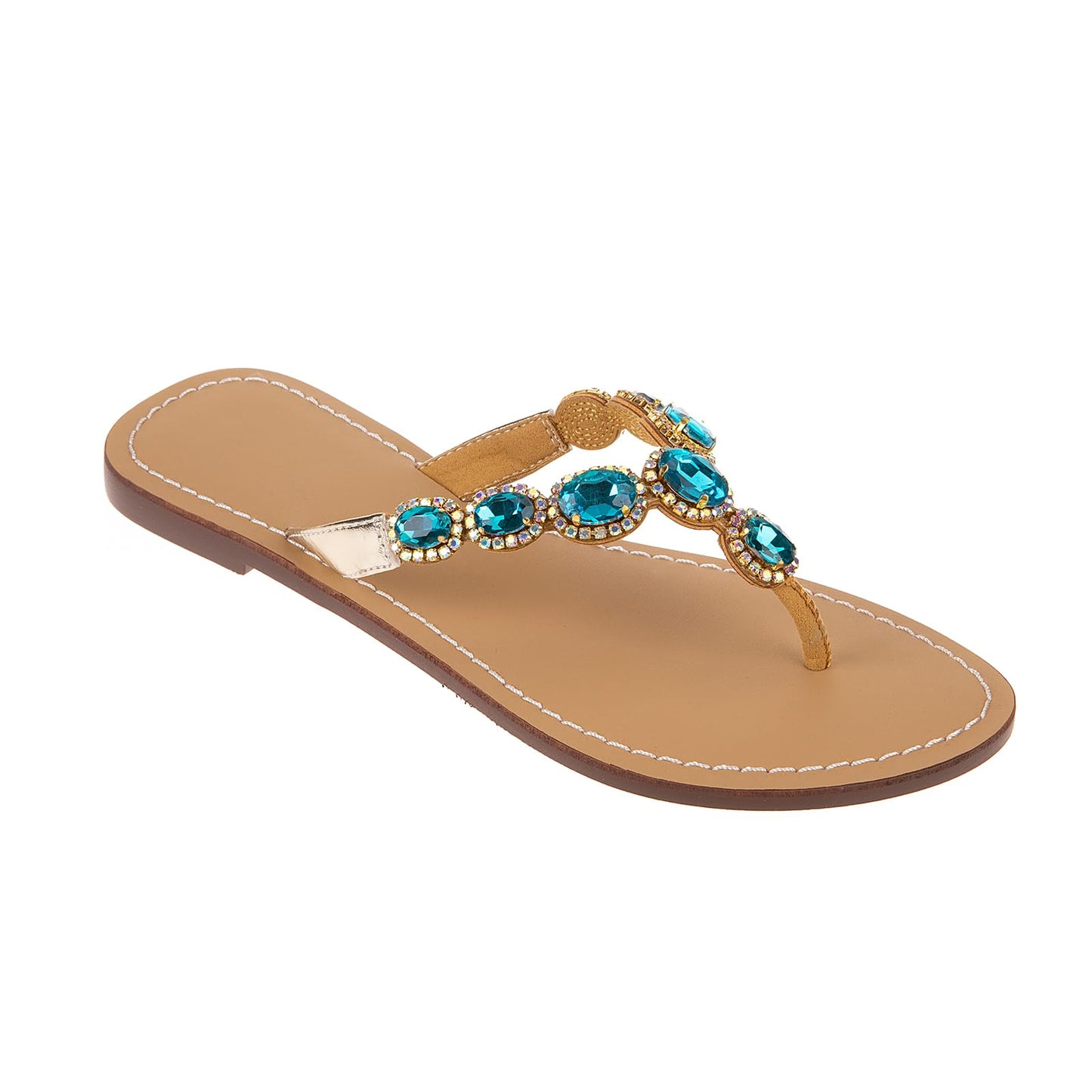 UTIKLIOU Women's Rhinestone Flat Sandals T-Strap Thong Sandals Summer Flat Sandals Flip Flop Sandals for Women