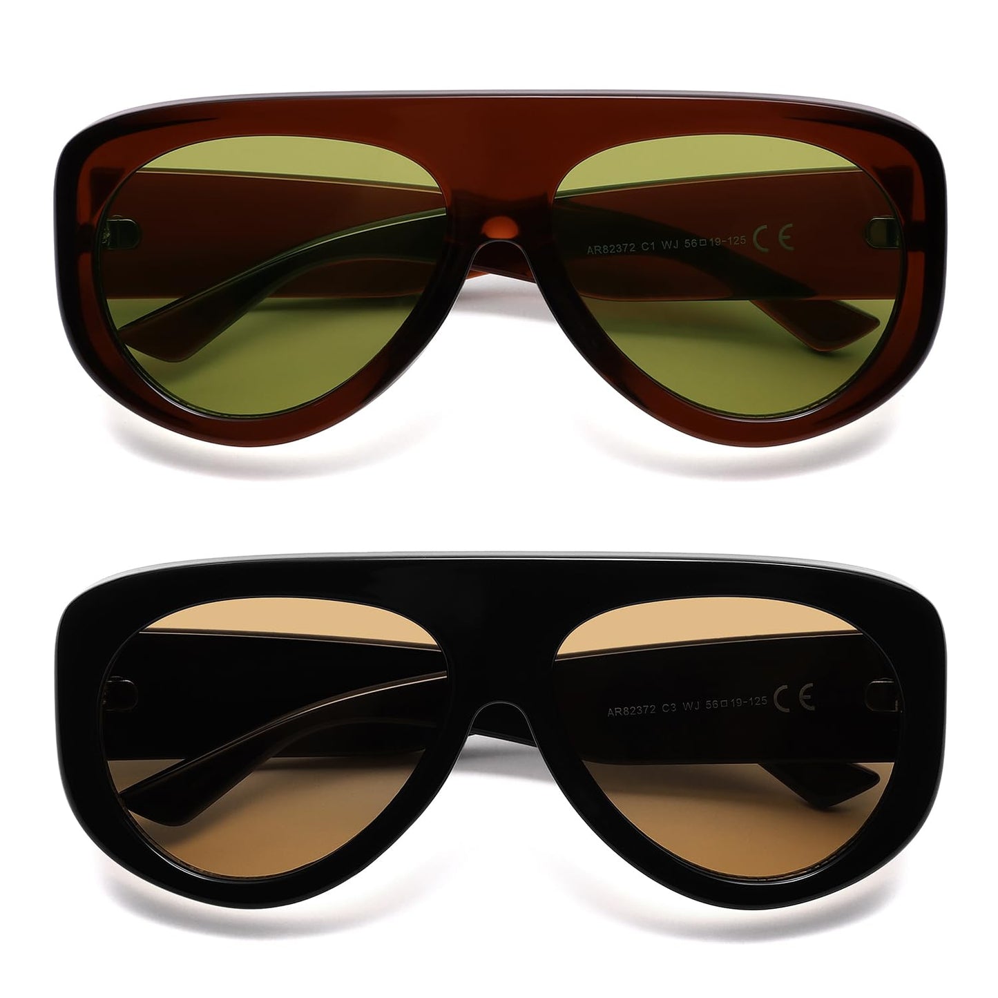 Trendy Aviator Sunglasses Womens Mens Retro 90s Rectangle Wrap Shades Oversized Style AR82372
