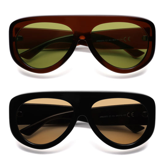 Trendy Aviator Sunglasses Womens Mens Retro 90s Rectangle Wrap Shades Oversized Style AR82372