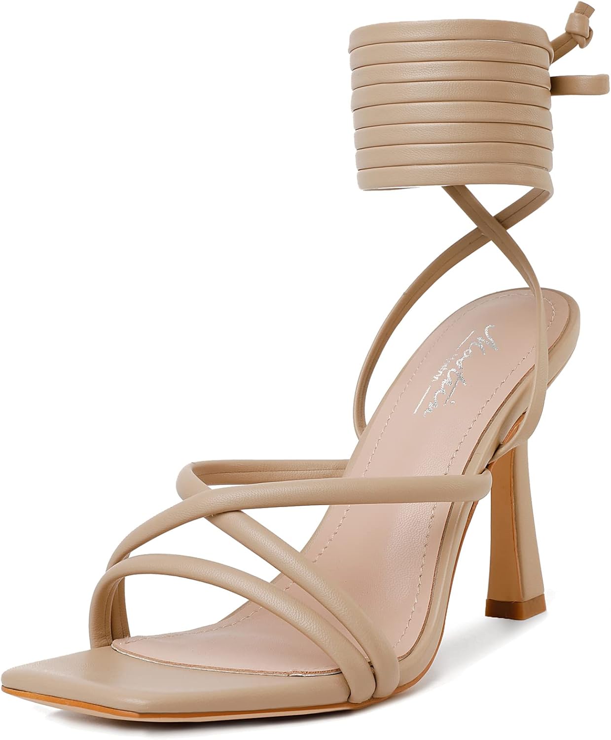 Mostrin Womens Sandals Strappy Heels for Women Lace Up Heels Tie Up High Heeled Sandals for Prom, Party, Wedding, Daily Wear