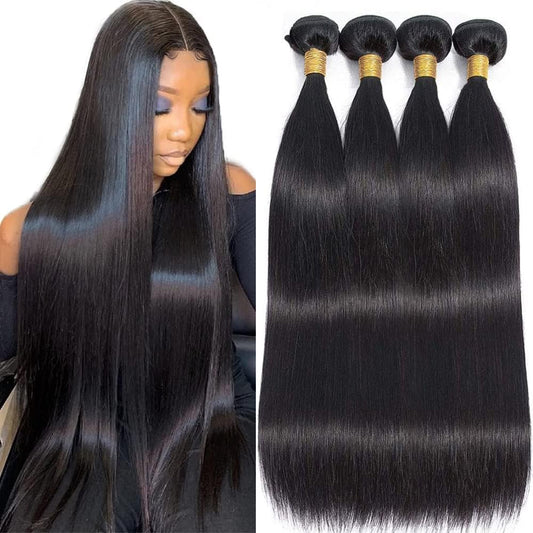 WOWQUEEN 10A Brazilian Straight Human Hair Bundles 18 20 22 Inch 100% Unprocessed Virgin Straight Weave 3 Bundles Deals Human Hair