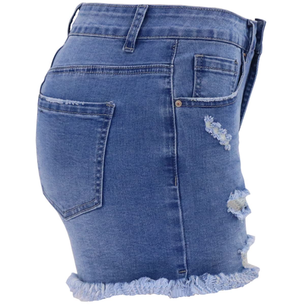 vanberfia Women's Stretchy Denim Mid Rise Jean Shorts with Pockets…