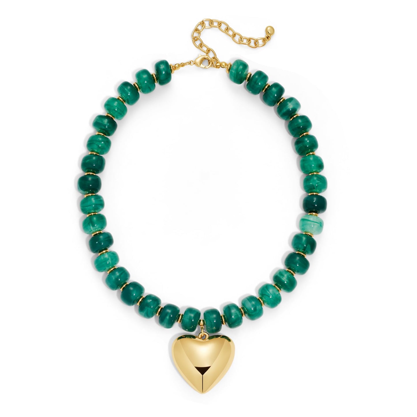 WOWORAMA Chunky Heart Necklaces for Women Colorful Resin Beaded Choker Necklace Gold Puffy Heart Statement Necklace Trendy Acrylic Choker Jewelry
