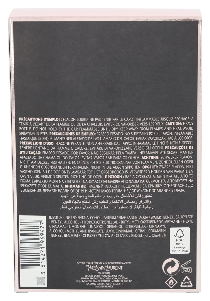 Yves Saint Laurent Eau De Parfum Spray for Women, Black Opium, 3 Ounce