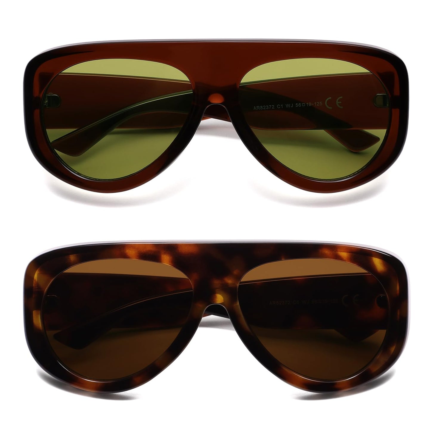 Trendy Aviator Sunglasses Womens Mens Retro 90s Rectangle Wrap Shades Oversized Style AR82372