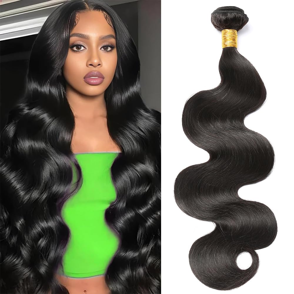 CSCHS 12A Human Hair Bundles 22 24 26 Inch Body Wave Bundles Human Hair 100% Unprocessed Brazilian Virgin Hair Quick Weave Extensions Natural Black