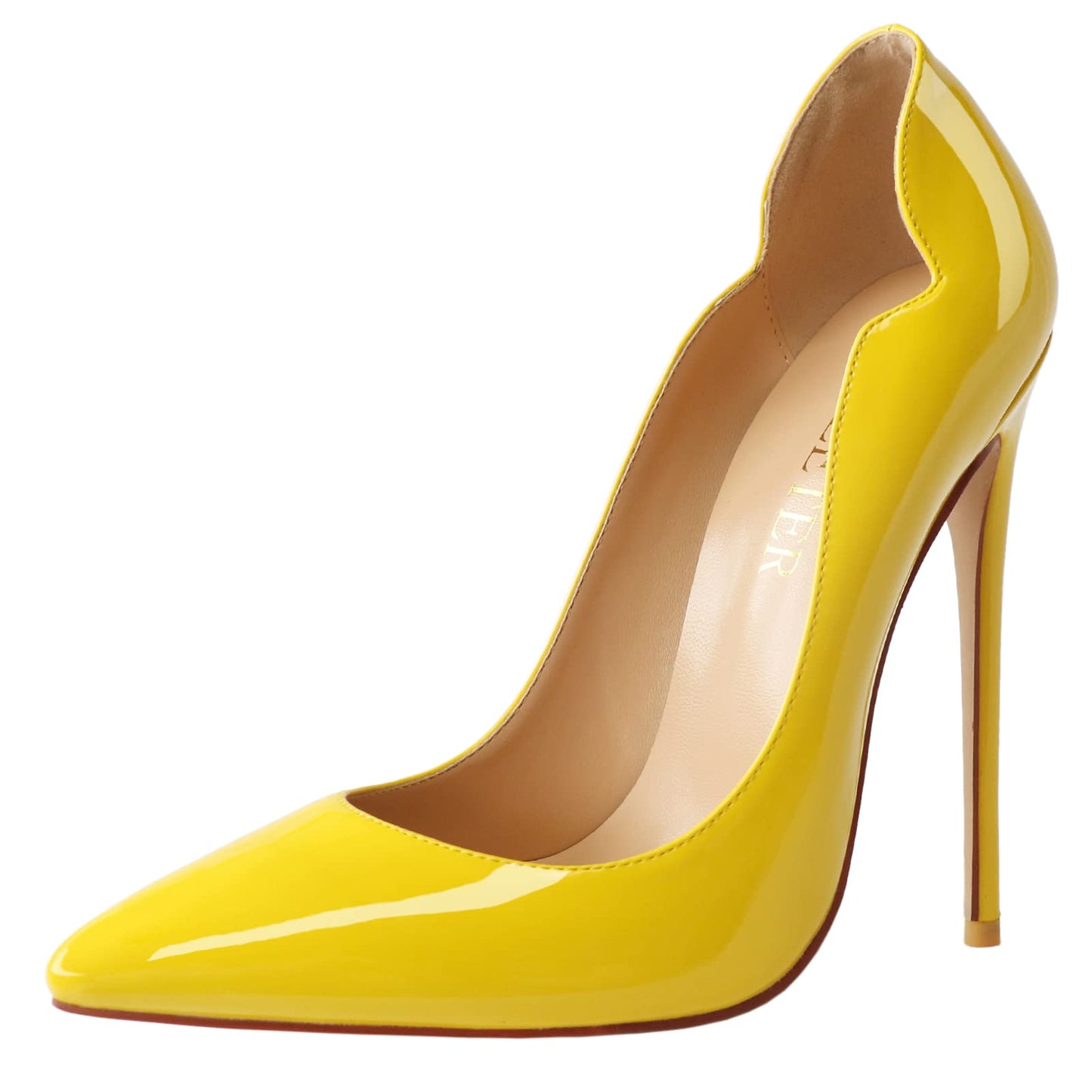 COLETER Women's Sexy Pointed Toe High Heels,4.72 inch/12cm Patent Leather Pumps,Wedding Dress Shoes,Cute Evening Stilettos