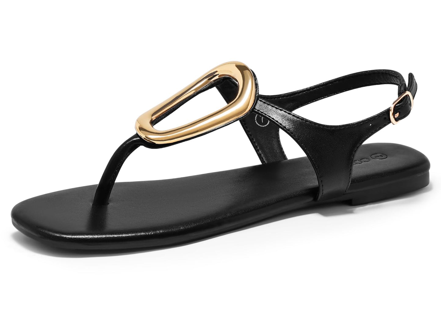 Coutgo Womens Flat Sandals Comfortable Flip Flops Slide Sandals Summer Beach Shoes with Metal Decoration