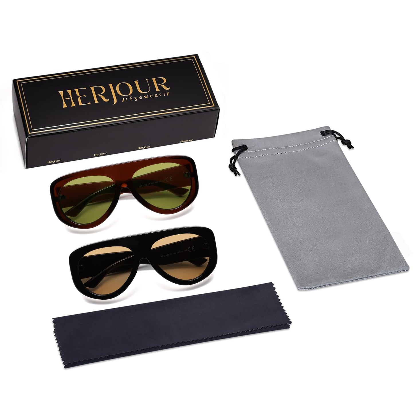 Trendy Aviator Sunglasses Womens Mens Retro 90s Rectangle Wrap Shades Oversized Style AR82372