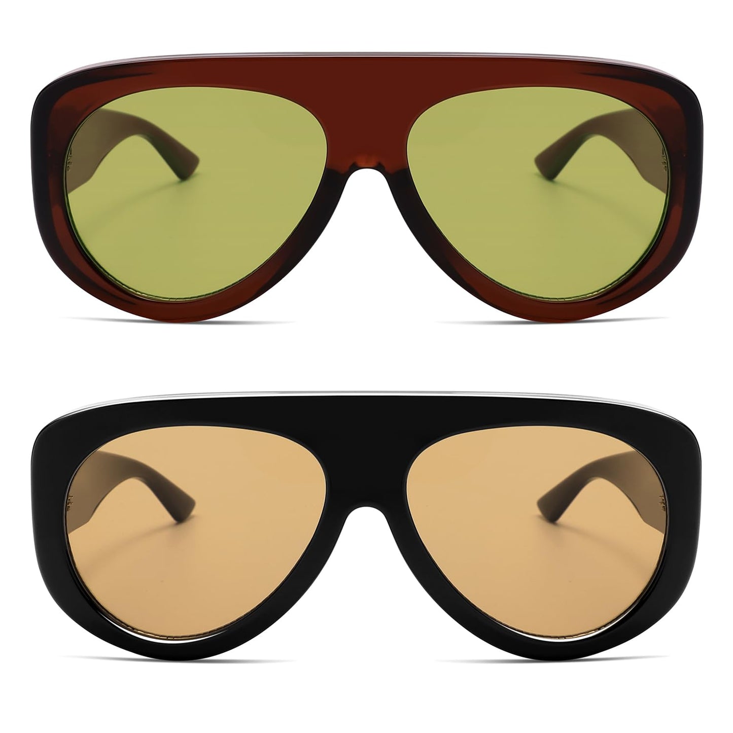 Trendy Aviator Sunglasses Womens Mens Retro 90s Rectangle Wrap Shades Oversized Style AR82372