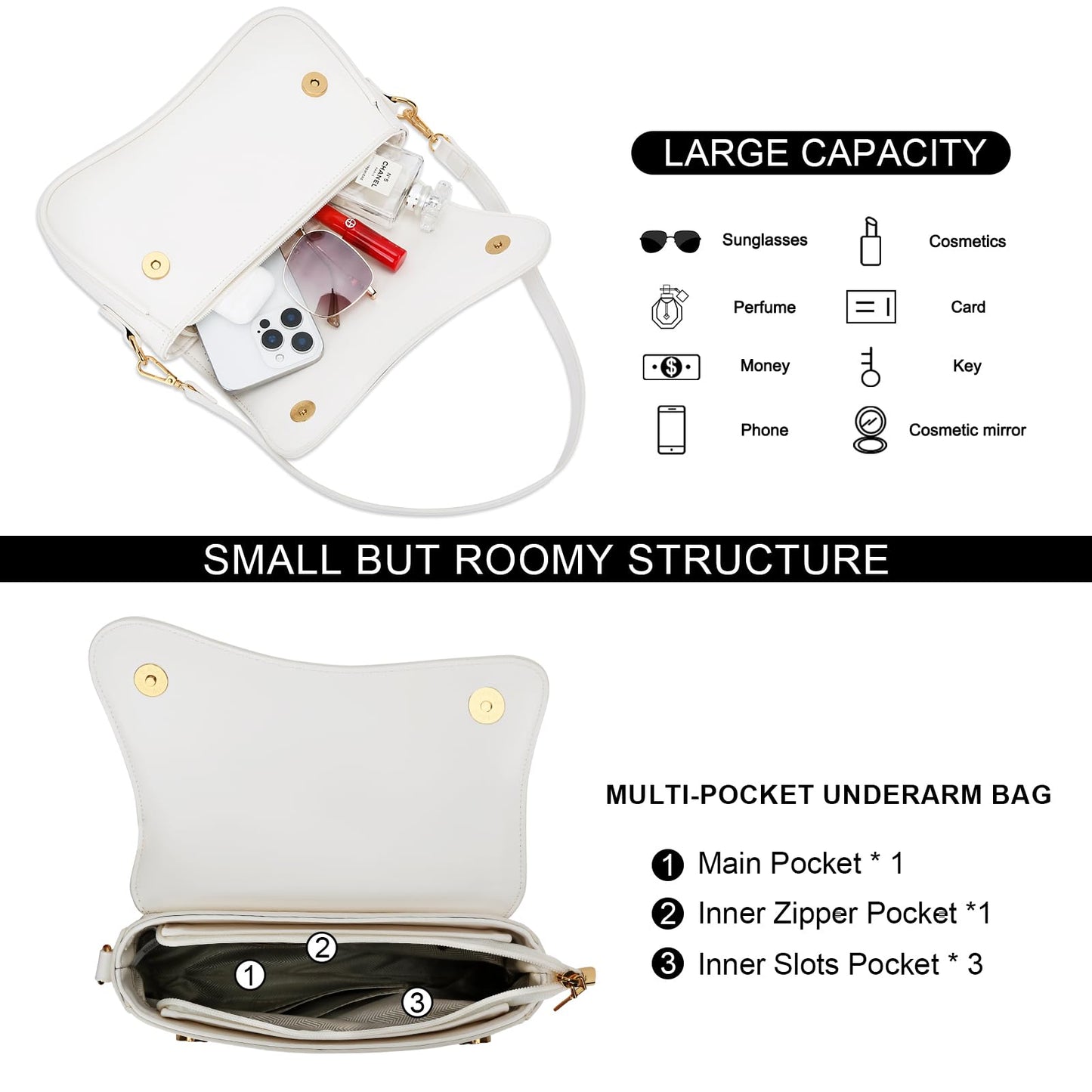 KKXIU Shoulder Bag for Women Small Clutch Purses Cute Hobo Handbag Trendy Underarm Bag