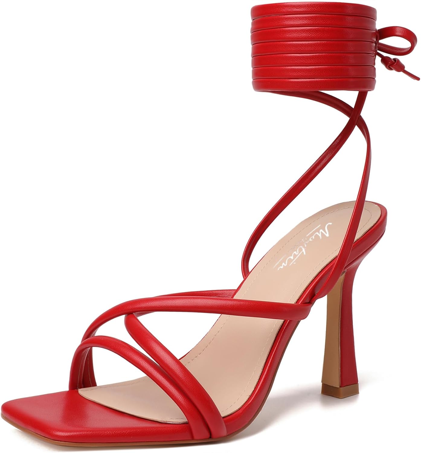 Mostrin Womens Sandals Strappy Heels for Women Lace Up Heels Tie Up High Heeled Sandals for Prom, Party, Wedding, Daily Wear