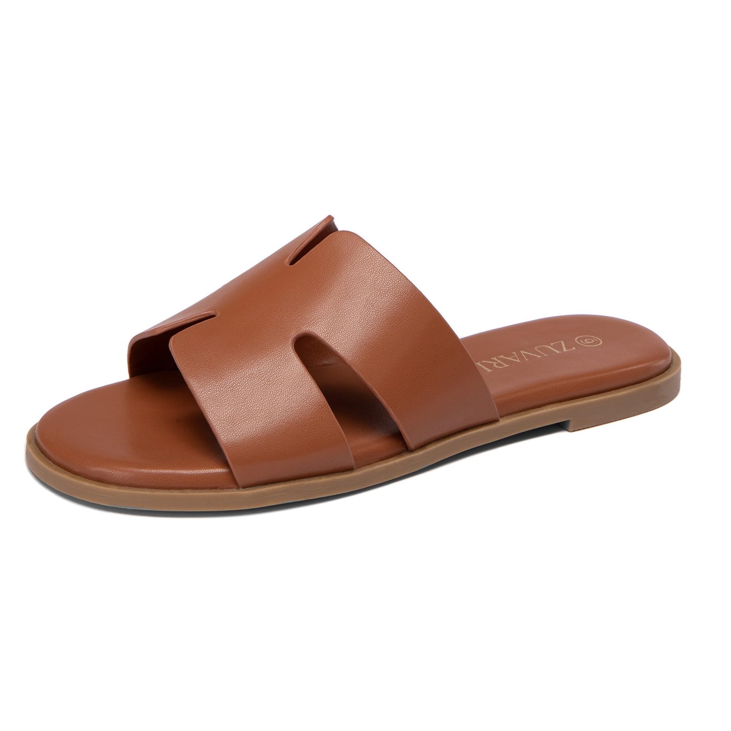 Women's Flat Sandals Open Toe Leather Slippers for Summer Slip On Beach Mules Dressy Comfortable Slide Sandals