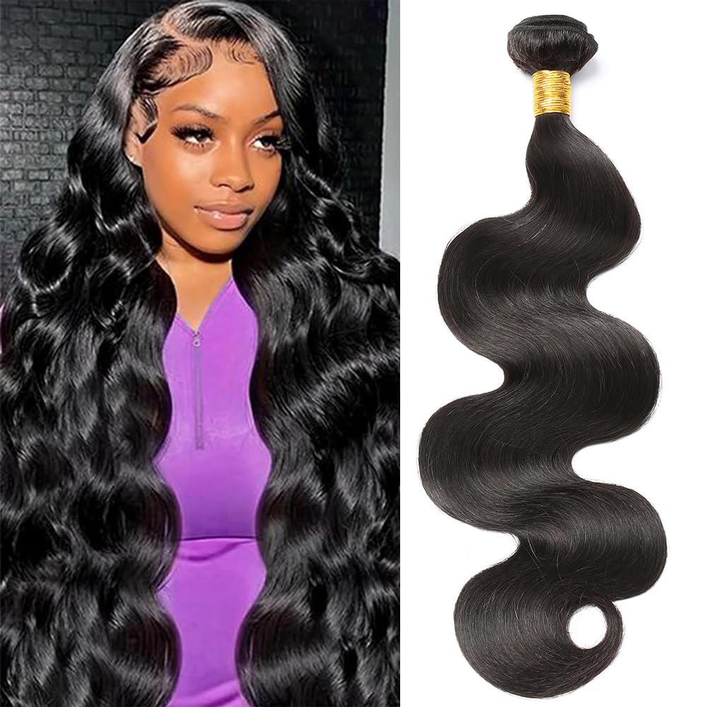 CSCHS 12A Human Hair Bundles 22 24 26 Inch Body Wave Bundles Human Hair 100% Unprocessed Brazilian Virgin Hair Quick Weave Extensions Natural Black