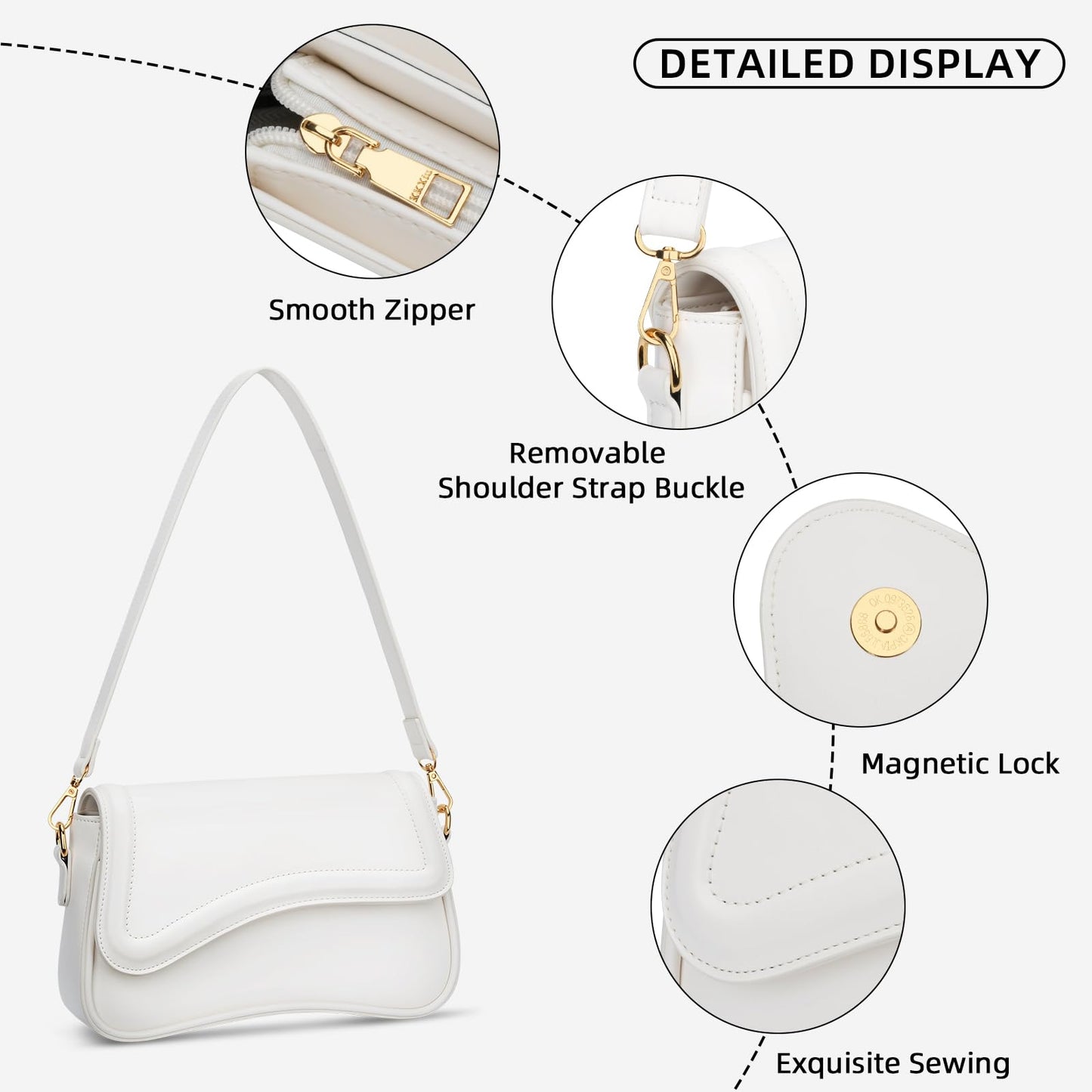 KKXIU Shoulder Bag for Women Small Clutch Purses Cute Hobo Handbag Trendy Underarm Bag