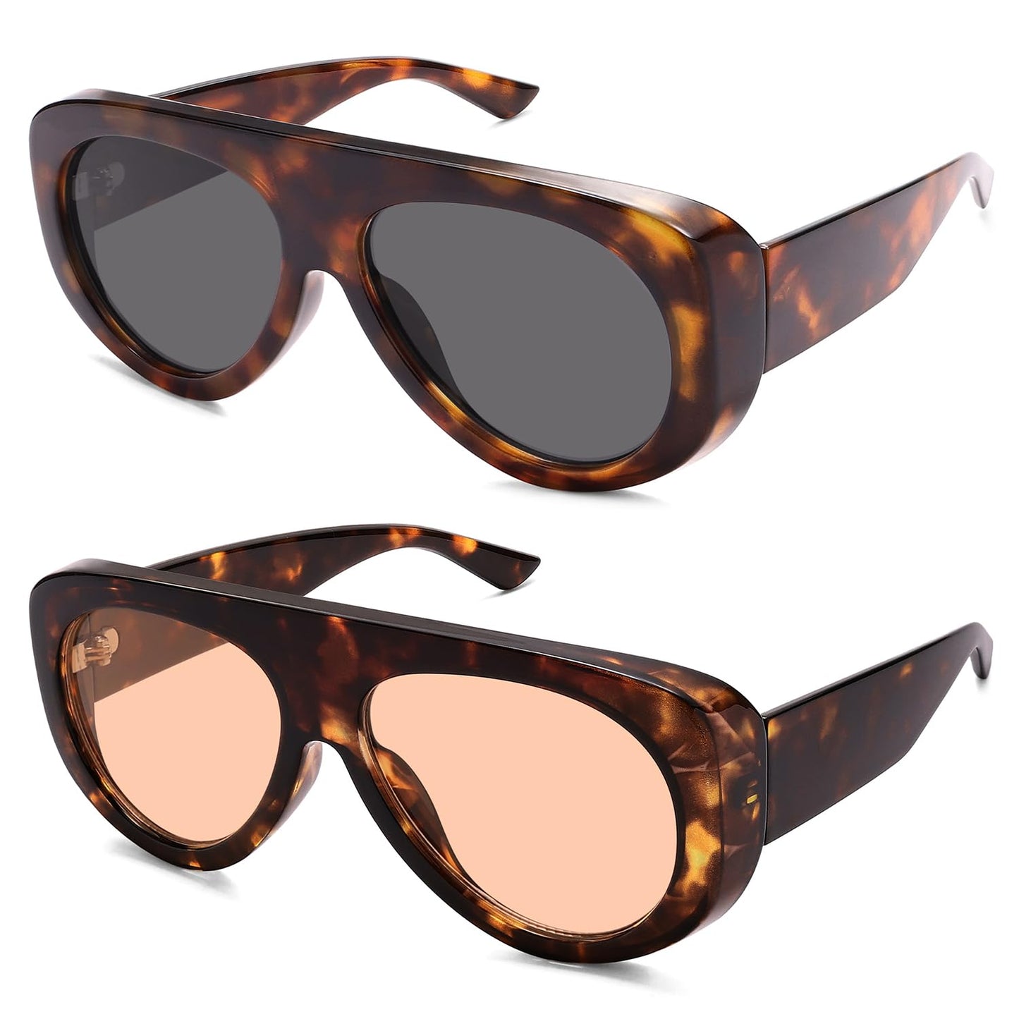 Trendy Aviator Sunglasses Womens Mens Retro 90s Rectangle Wrap Shades Oversized Style AR82372