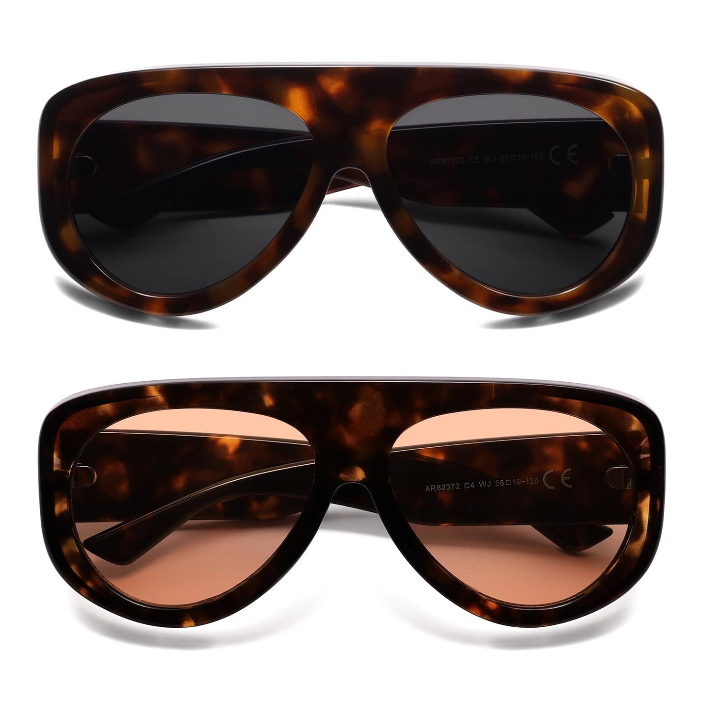 Trendy Aviator Sunglasses Womens Mens Retro 90s Rectangle Wrap Shades Oversized Style AR82372