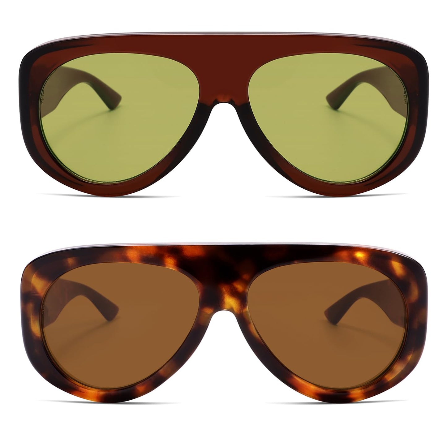 Trendy Aviator Sunglasses Womens Mens Retro 90s Rectangle Wrap Shades Oversized Style AR82372